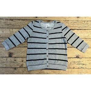 Full Tilt Womens Size M Grey Black Stripes 3/4 Sleeve Knit Sweater NWOT